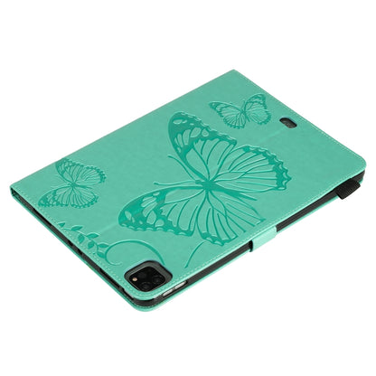 Pressed Printing Butterfly Pattern Horizontal Flip Leather Case with Holder & Card Slots & Wallet & Sleep / Wake-up Function For iPad Air 2022 / 2020 10.9 /iPad Pro 11 2020 / 2018(Green) - iPad Air (2022) / (2020) 10.9 Cases by buy2fix | Online Shopping UK | buy2fix