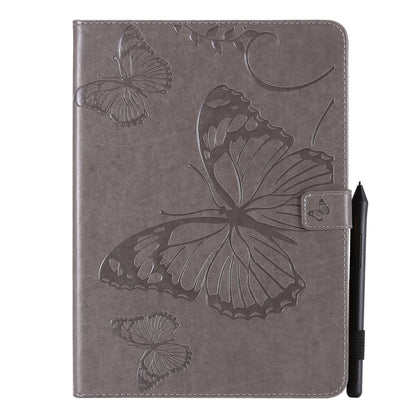 Pressed Printing Butterfly Pattern Horizontal Flip Leather Case with Holder & Card Slots & Wallet & Sleep / Wake-up Function For iPad Air 2022 / 2020 10.9 /iPad Pro 11 2020 / 2018(Grey) - iPad Air (2022) / (2020) 10.9 Cases by buy2fix | Online Shopping UK | buy2fix