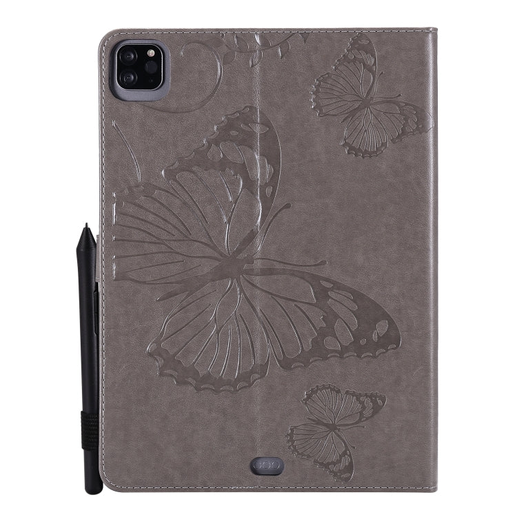 Pressed Printing Butterfly Pattern Horizontal Flip Leather Case with Holder & Card Slots & Wallet & Sleep / Wake-up Function For iPad Air 2022 / 2020 10.9 /iPad Pro 11 2020 / 2018(Grey) - iPad Air (2022) / (2020) 10.9 Cases by buy2fix | Online Shopping UK | buy2fix