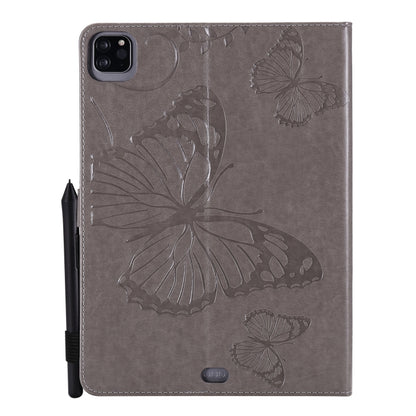 Pressed Printing Butterfly Pattern Horizontal Flip Leather Case with Holder & Card Slots & Wallet & Sleep / Wake-up Function For iPad Air 2022 / 2020 10.9 /iPad Pro 11 2020 / 2018(Grey) - iPad Air (2022) / (2020) 10.9 Cases by buy2fix | Online Shopping UK | buy2fix