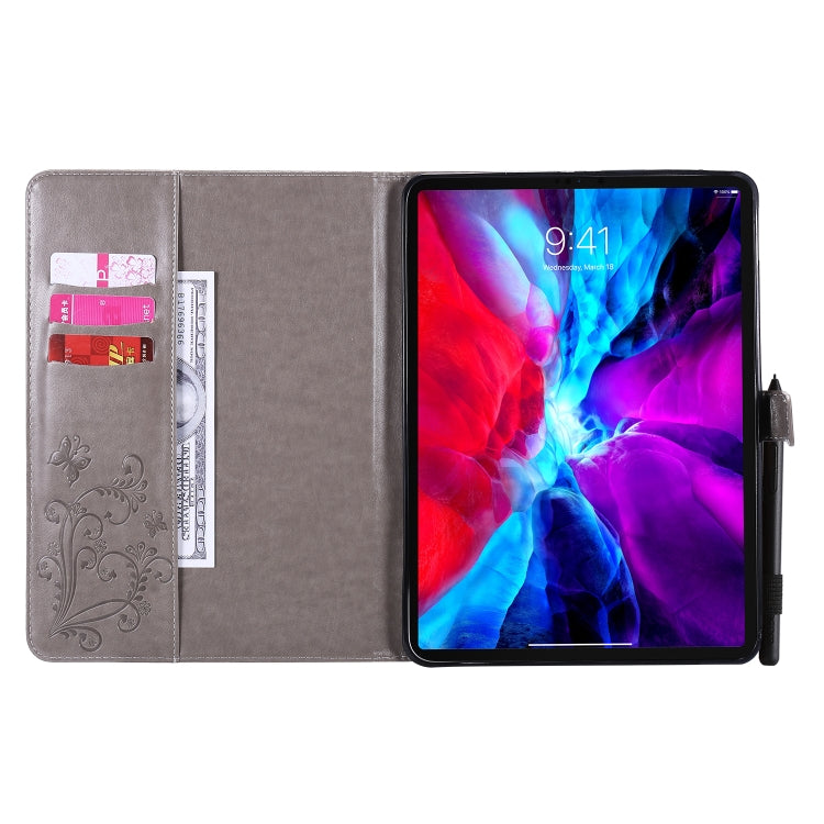 Pressed Printing Butterfly Pattern Horizontal Flip Leather Case with Holder & Card Slots & Wallet & Sleep / Wake-up Function For iPad Air 2022 / 2020 10.9 /iPad Pro 11 2020 / 2018(Grey) - iPad Air (2022) / (2020) 10.9 Cases by buy2fix | Online Shopping UK | buy2fix