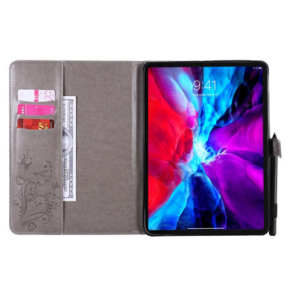 Pressed Printing Butterfly Pattern Horizontal Flip Leather Case with Holder & Card Slots & Wallet & Sleep / Wake-up Function For iPad Air 2022 / 2020 10.9 /iPad Pro 11 2020 / 2018(Grey) - iPad Air (2022) / (2020) 10.9 Cases by buy2fix | Online Shopping UK | buy2fix