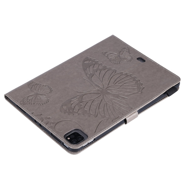 Pressed Printing Butterfly Pattern Horizontal Flip Leather Case with Holder & Card Slots & Wallet & Sleep / Wake-up Function For iPad Air 2022 / 2020 10.9 /iPad Pro 11 2020 / 2018(Grey) - iPad Air (2022) / (2020) 10.9 Cases by buy2fix | Online Shopping UK | buy2fix