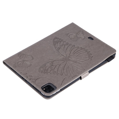 Pressed Printing Butterfly Pattern Horizontal Flip Leather Case with Holder & Card Slots & Wallet & Sleep / Wake-up Function For iPad Air 2022 / 2020 10.9 /iPad Pro 11 2020 / 2018(Grey) - iPad Air (2022) / (2020) 10.9 Cases by buy2fix | Online Shopping UK | buy2fix