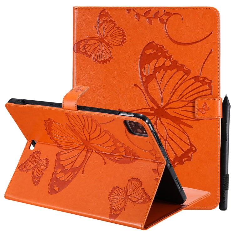 Pressed Printing Butterfly Pattern Horizontal Flip Leather Case with Holder & Card Slots & Wallet & Sleep / Wake-up Function For iPad Air 2022 / 2020 10.9 /iPad Pro 11 2020 / 2018(Orange) - iPad Air (2022) / (2020) 10.9 Cases by buy2fix | Online Shopping UK | buy2fix