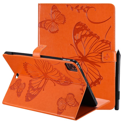 Pressed Printing Butterfly Pattern Horizontal Flip Leather Case with Holder & Card Slots & Wallet & Sleep / Wake-up Function For iPad Air 2022 / 2020 10.9 /iPad Pro 11 2020 / 2018(Orange) - iPad Air (2022) / (2020) 10.9 Cases by buy2fix | Online Shopping UK | buy2fix