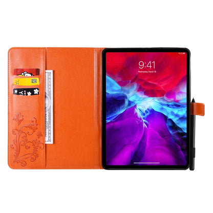 Pressed Printing Butterfly Pattern Horizontal Flip Leather Case with Holder & Card Slots & Wallet & Sleep / Wake-up Function For iPad Air 2022 / 2020 10.9 /iPad Pro 11 2020 / 2018(Orange) - iPad Air (2022) / (2020) 10.9 Cases by buy2fix | Online Shopping UK | buy2fix