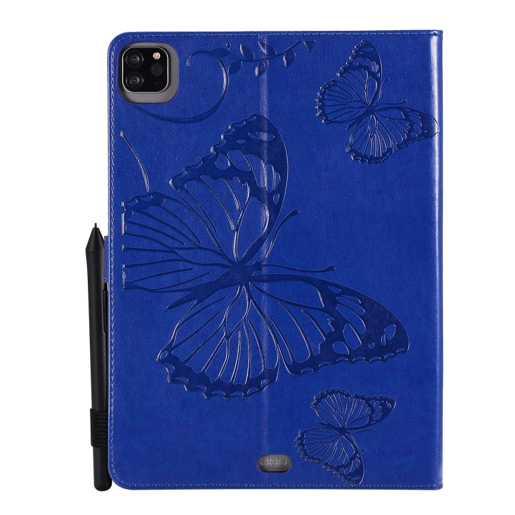 Pressed Printing Butterfly Pattern Horizontal Flip Leather Case with Holder & Card Slots & Wallet & Sleep / Wake-up Function For iPad Air 2022 / 2020 10.9 /iPad Pro 11 2020 / 2018(Blue) - iPad Air (2022) / (2020) 10.9 Cases by buy2fix | Online Shopping UK | buy2fix