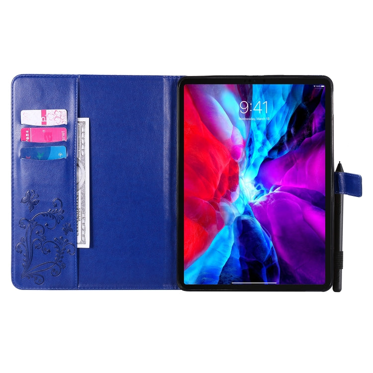 Pressed Printing Butterfly Pattern Horizontal Flip Leather Case with Holder & Card Slots & Wallet & Sleep / Wake-up Function For iPad Air 2022 / 2020 10.9 /iPad Pro 11 2020 / 2018(Blue) - iPad Air (2022) / (2020) 10.9 Cases by buy2fix | Online Shopping UK | buy2fix