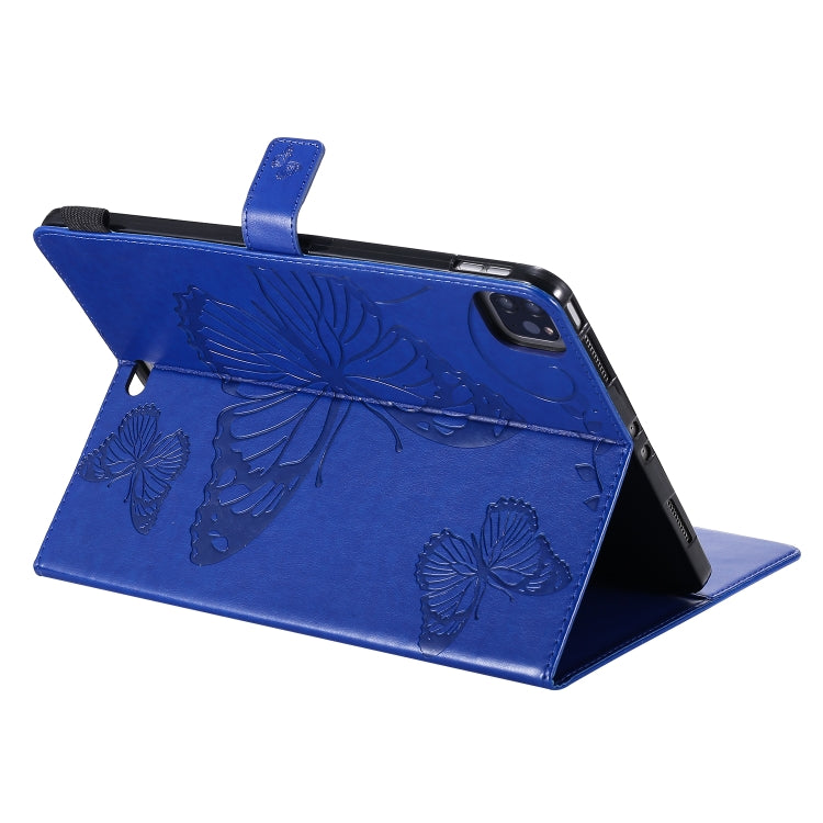 Pressed Printing Butterfly Pattern Horizontal Flip Leather Case with Holder & Card Slots & Wallet & Sleep / Wake-up Function For iPad Air 2022 / 2020 10.9 /iPad Pro 11 2020 / 2018(Blue) - iPad Air (2022) / (2020) 10.9 Cases by buy2fix | Online Shopping UK | buy2fix