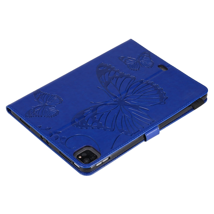 Pressed Printing Butterfly Pattern Horizontal Flip Leather Case with Holder & Card Slots & Wallet & Sleep / Wake-up Function For iPad Air 2022 / 2020 10.9 /iPad Pro 11 2020 / 2018(Blue) - iPad Air (2022) / (2020) 10.9 Cases by buy2fix | Online Shopping UK | buy2fix
