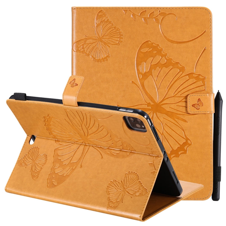 Pressed Printing Butterfly Pattern Horizontal Flip Leather Case with Holder & Card Slots & Wallet & Sleep / Wake-up Function For iPad Air 2022 / 2020 10.9 /iPad Pro 11 2020 / 2018(Yellow) - iPad Air (2022) / (2020) 10.9 Cases by buy2fix | Online Shopping UK | buy2fix