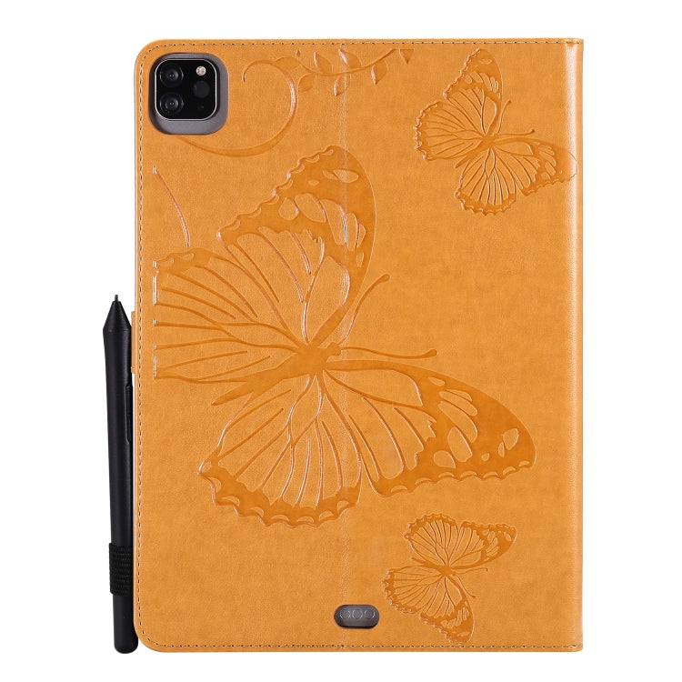 Pressed Printing Butterfly Pattern Horizontal Flip Leather Case with Holder & Card Slots & Wallet & Sleep / Wake-up Function For iPad Air 2022 / 2020 10.9 /iPad Pro 11 2020 / 2018(Yellow) - iPad Air (2022) / (2020) 10.9 Cases by buy2fix | Online Shopping UK | buy2fix