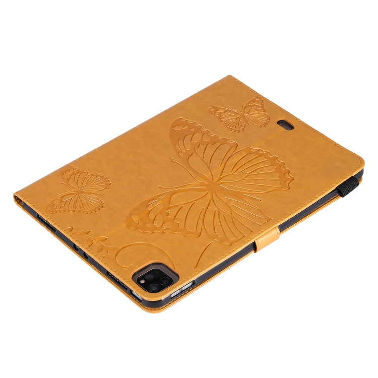 Pressed Printing Butterfly Pattern Horizontal Flip Leather Case with Holder & Card Slots & Wallet & Sleep / Wake-up Function For iPad Air 2022 / 2020 10.9 /iPad Pro 11 2020 / 2018(Yellow) - iPad Air (2022) / (2020) 10.9 Cases by buy2fix | Online Shopping UK | buy2fix