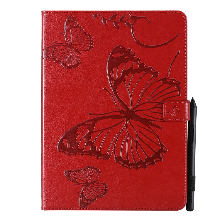 Pressed Printing Butterfly Pattern Horizontal Flip Leather Case with Holder & Card Slots & Wallet & Sleep / Wake-up Function For iPad Air 2022 / 2020 10.9 /iPad Pro 11 2020 / 2018(Red) - iPad Air (2022) / (2020) 10.9 Cases by buy2fix | Online Shopping UK | buy2fix