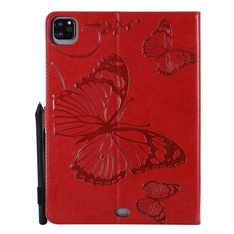 Pressed Printing Butterfly Pattern Horizontal Flip Leather Case with Holder & Card Slots & Wallet & Sleep / Wake-up Function For iPad Air 2022 / 2020 10.9 /iPad Pro 11 2020 / 2018(Red) - iPad Air (2022) / (2020) 10.9 Cases by buy2fix | Online Shopping UK | buy2fix