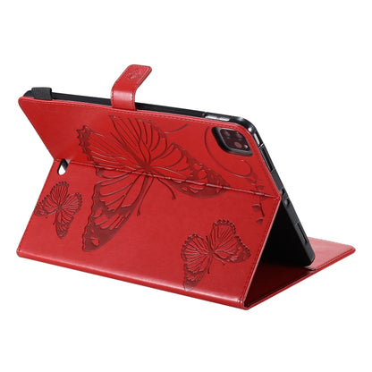 Pressed Printing Butterfly Pattern Horizontal Flip Leather Case with Holder & Card Slots & Wallet & Sleep / Wake-up Function For iPad Air 2022 / 2020 10.9 /iPad Pro 11 2020 / 2018(Red) - iPad Air (2022) / (2020) 10.9 Cases by buy2fix | Online Shopping UK | buy2fix
