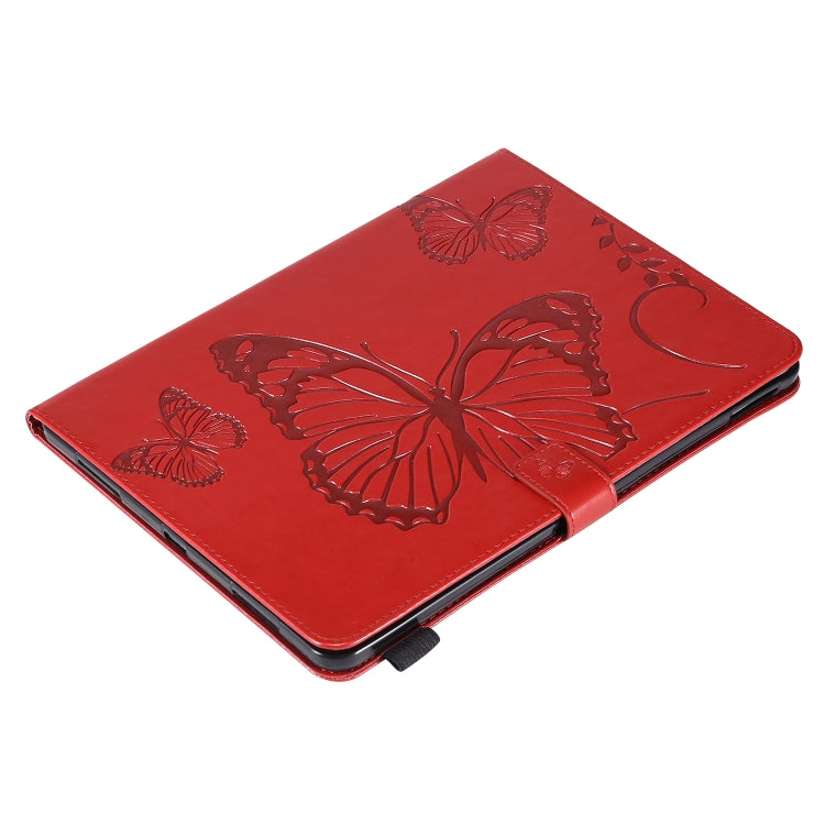 Pressed Printing Butterfly Pattern Horizontal Flip Leather Case with Holder & Card Slots & Wallet & Sleep / Wake-up Function For iPad Air 2022 / 2020 10.9 /iPad Pro 11 2020 / 2018(Red) - iPad Air (2022) / (2020) 10.9 Cases by buy2fix | Online Shopping UK | buy2fix