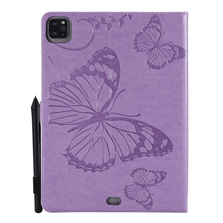 Pressed Printing Butterfly Pattern Horizontal Flip Leather Case with Holder & Card Slots & Wallet & Sleep / Wake-up Function For iPad Air 2022 / 2020 10.9 /iPad Pro 11 2020 / 2018(Purple) - iPad Air (2022) / (2020) 10.9 Cases by buy2fix | Online Shopping UK | buy2fix