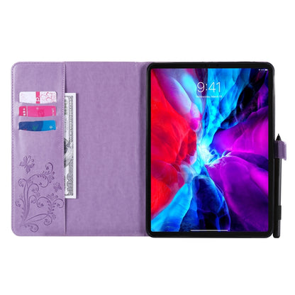 Pressed Printing Butterfly Pattern Horizontal Flip Leather Case with Holder & Card Slots & Wallet & Sleep / Wake-up Function For iPad Air 2022 / 2020 10.9 /iPad Pro 11 2020 / 2018(Purple) - iPad Air (2022) / (2020) 10.9 Cases by buy2fix | Online Shopping UK | buy2fix