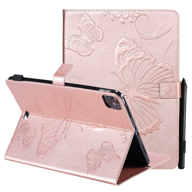 Pressed Printing Butterfly Pattern Horizontal Flip Leather Case with Holder & Card Slots & Wallet & Sleep / Wake-up Function For iPad Air 2022 / 2020 10.9 /iPad Pro 11 2020 / 2018(Rose Gold) - iPad Air (2022) / (2020) 10.9 Cases by buy2fix | Online Shopping UK | buy2fix