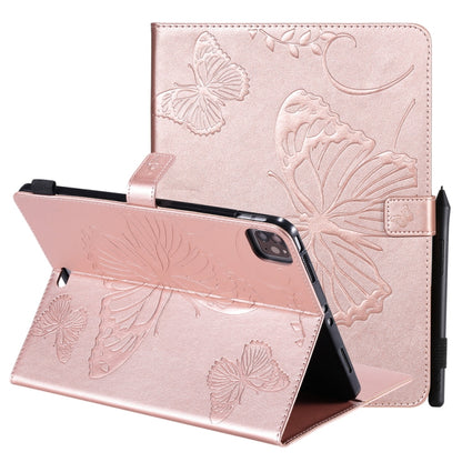 Pressed Printing Butterfly Pattern Horizontal Flip Leather Case with Holder & Card Slots & Wallet & Sleep / Wake-up Function For iPad Air 2022 / 2020 10.9 /iPad Pro 11 2020 / 2018(Rose Gold) - iPad Air (2022) / (2020) 10.9 Cases by buy2fix | Online Shopping UK | buy2fix