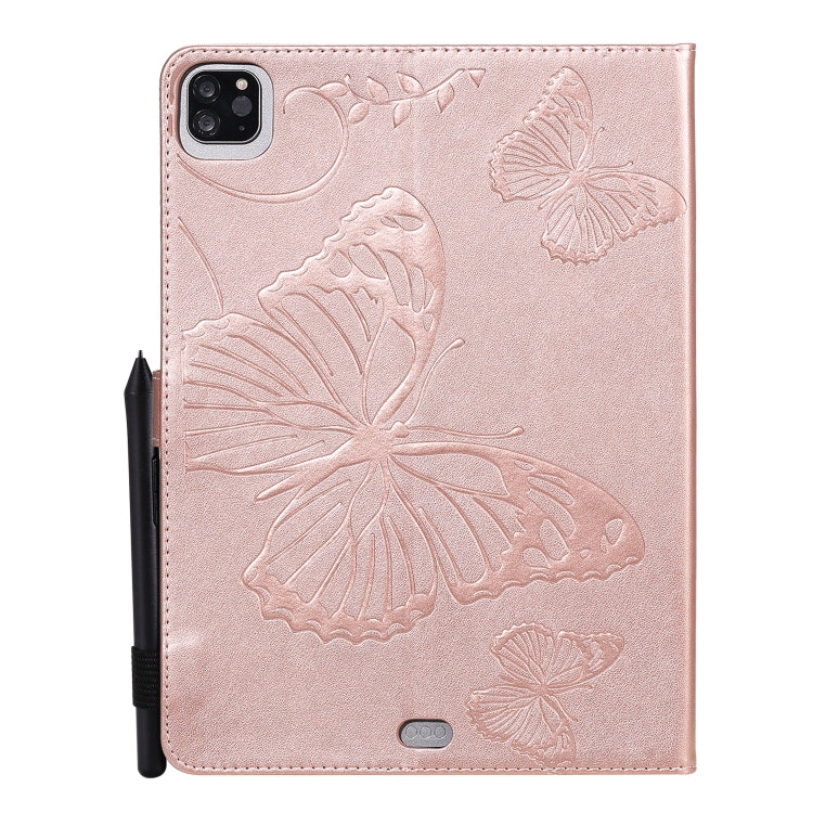 Pressed Printing Butterfly Pattern Horizontal Flip Leather Case with Holder & Card Slots & Wallet & Sleep / Wake-up Function For iPad Air 2022 / 2020 10.9 /iPad Pro 11 2020 / 2018(Rose Gold) - iPad Air (2022) / (2020) 10.9 Cases by buy2fix | Online Shopping UK | buy2fix