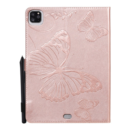 Pressed Printing Butterfly Pattern Horizontal Flip Leather Case with Holder & Card Slots & Wallet & Sleep / Wake-up Function For iPad Air 2022 / 2020 10.9 /iPad Pro 11 2020 / 2018(Rose Gold) - iPad Air (2022) / (2020) 10.9 Cases by buy2fix | Online Shopping UK | buy2fix