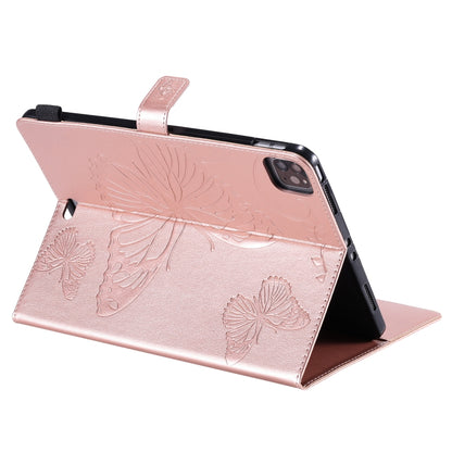 Pressed Printing Butterfly Pattern Horizontal Flip Leather Case with Holder & Card Slots & Wallet & Sleep / Wake-up Function For iPad Air 2022 / 2020 10.9 /iPad Pro 11 2020 / 2018(Rose Gold) - iPad Air (2022) / (2020) 10.9 Cases by buy2fix | Online Shopping UK | buy2fix