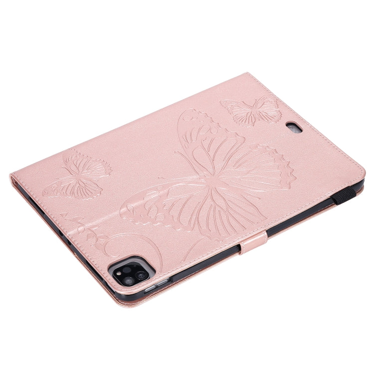 Pressed Printing Butterfly Pattern Horizontal Flip Leather Case with Holder & Card Slots & Wallet & Sleep / Wake-up Function For iPad Air 2022 / 2020 10.9 /iPad Pro 11 2020 / 2018(Rose Gold) - iPad Air (2022) / (2020) 10.9 Cases by buy2fix | Online Shopping UK | buy2fix