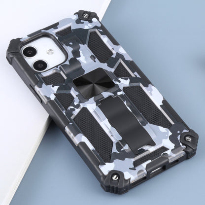 For iPhone 12 / 12 Pro Camouflage Armor Shockproof TPU + PC Magnetic Protective Case with Holder (Grey) by buy2fix