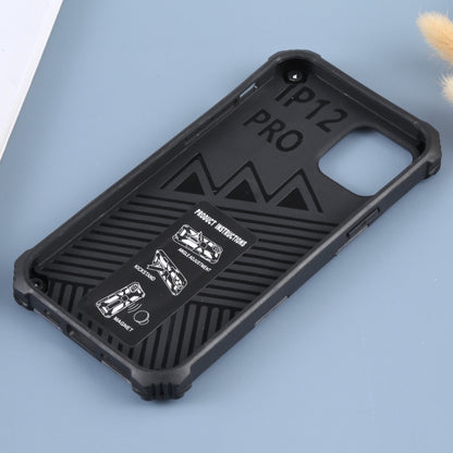 For iPhone 12 / 12 Pro Camouflage Armor Shockproof TPU + PC Magnetic Protective Case with Holder (Grey) by buy2fix
