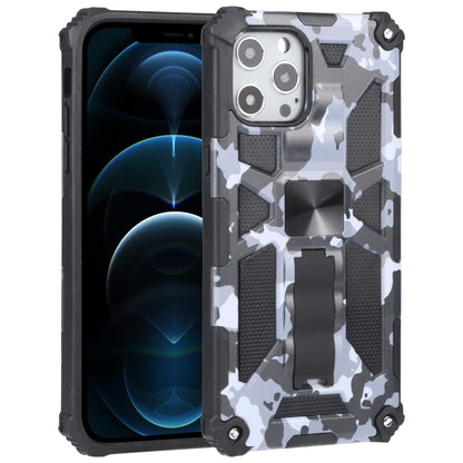 For iPhone 12 Pro Max Camouflage Armor Shockproof TPU + PC Magnetic Protective Case with Holder (Grey) by buy2fix