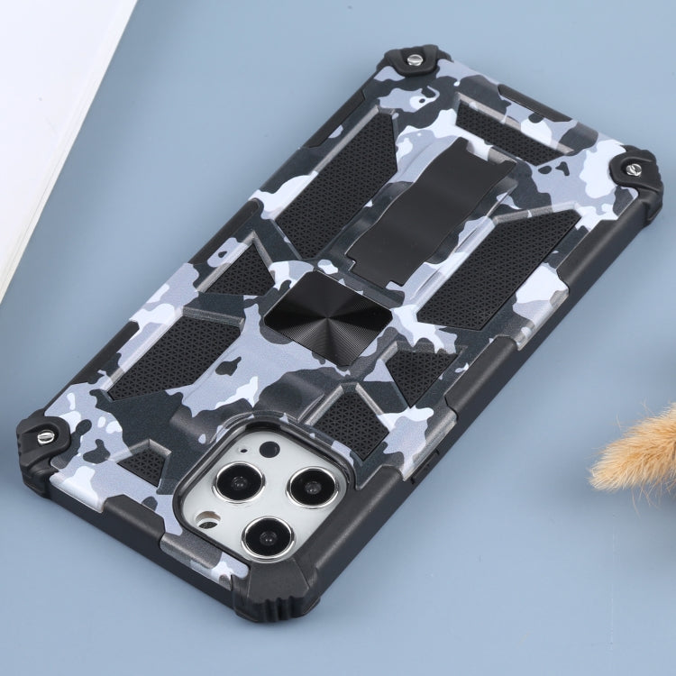 For iPhone 12 Pro Max Camouflage Armor Shockproof TPU + PC Magnetic Protective Case with Holder (Grey) by buy2fix