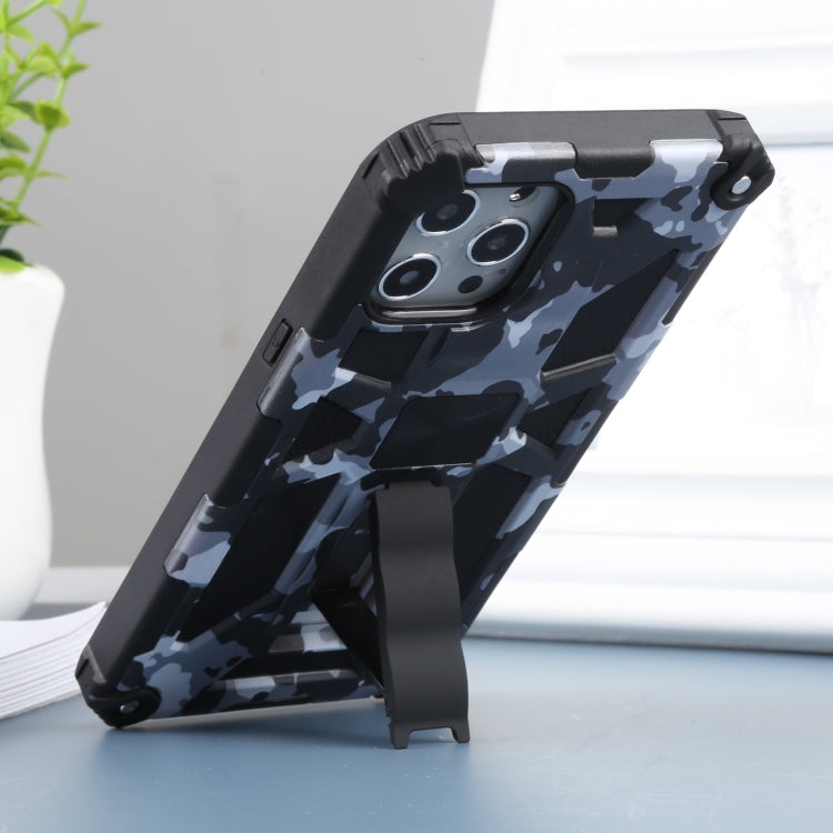 For iPhone 12 Pro Max Camouflage Armor Shockproof TPU + PC Magnetic Protective Case with Holder (Grey) by buy2fix