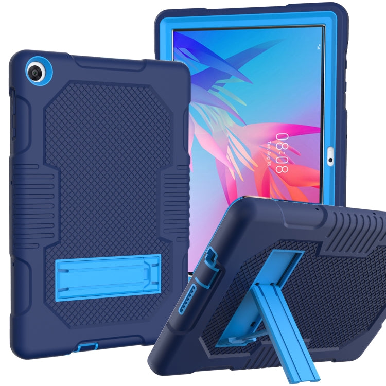 For Huawei MatePad T10 Contrast Color Robot Shockproof Silicone + PC Protective Case with Holder(Navy Blue) - Huawei by buy2fix | Online Shopping UK | buy2fix