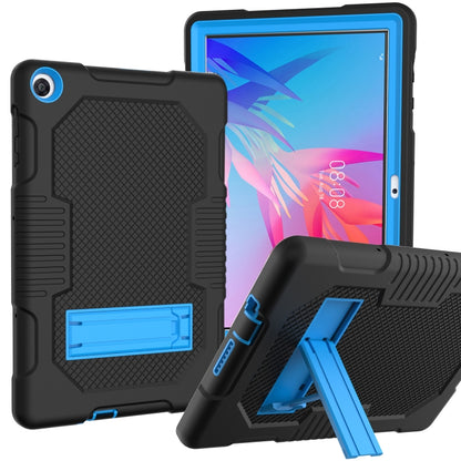 For Huawei MatePad T10 Contrast Color Robot Shockproof Silicone + PC Protective Case with Holder(Black Blue) - Huawei by buy2fix | Online Shopping UK | buy2fix