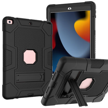 For iPad 10.2 2021 / 2020 / 2019 Contrast Color Robot Shockproof Silicone + PC Protective Case with Holder(Black) - iPad 10.2 Cases by buy2fix | Online Shopping UK | buy2fix