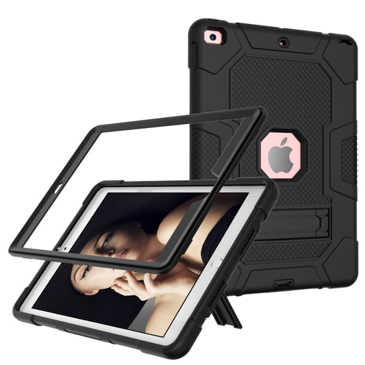 For iPad 10.2 2021 / 2020 / 2019 Contrast Color Robot Shockproof Silicone + PC Protective Case with Holder(Black) - iPad 10.2 Cases by buy2fix | Online Shopping UK | buy2fix