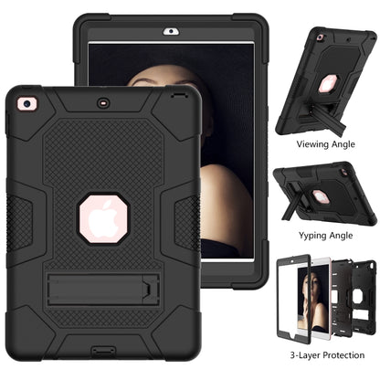 For iPad 10.2 2021 / 2020 / 2019 Contrast Color Robot Shockproof Silicone + PC Protective Case with Holder(Black) - iPad 10.2 Cases by buy2fix | Online Shopping UK | buy2fix