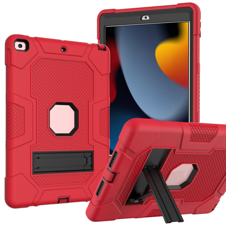 For iPad 10.2 2021 / 2020 / 2019 Contrast Color Robot Shockproof Silicone + PC Protective Case with Holder(Red Black) - iPad 10.2 Cases by buy2fix | Online Shopping UK | buy2fix