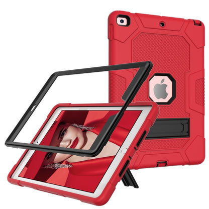 For iPad 10.2 2021 / 2020 / 2019 Contrast Color Robot Shockproof Silicone + PC Protective Case with Holder(Red Black) - iPad 10.2 Cases by buy2fix | Online Shopping UK | buy2fix