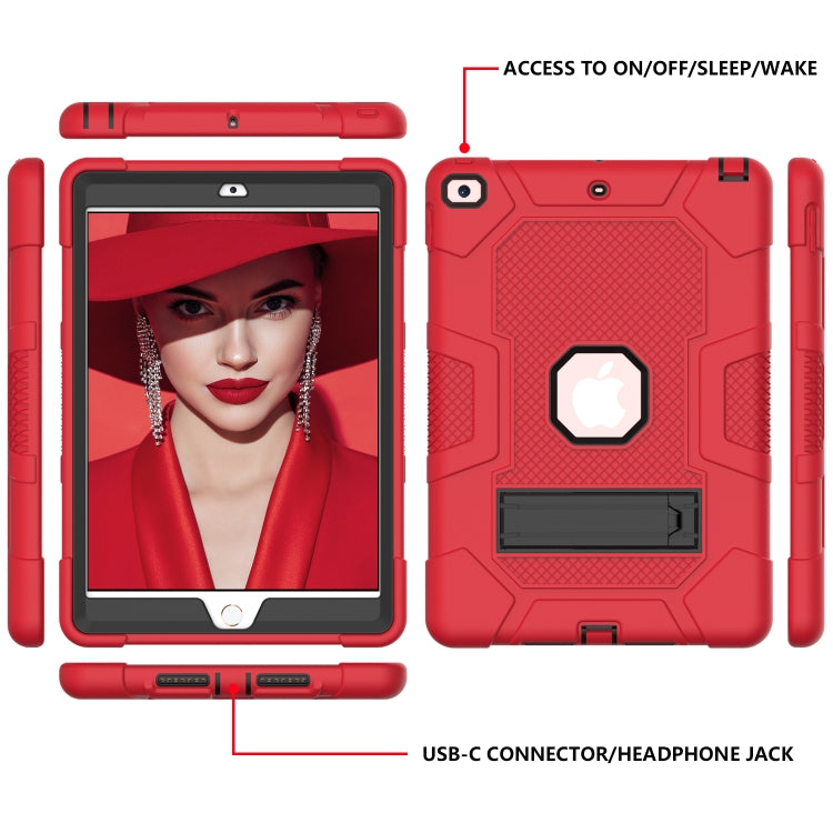 For iPad 10.2 2021 / 2020 / 2019 Contrast Color Robot Shockproof Silicone + PC Protective Case with Holder(Red Black) - iPad 10.2 Cases by buy2fix | Online Shopping UK | buy2fix
