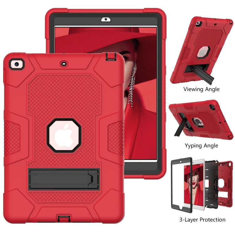For iPad 10.2 2021 / 2020 / 2019 Contrast Color Robot Shockproof Silicone + PC Protective Case with Holder(Red Black) - iPad 10.2 Cases by buy2fix | Online Shopping UK | buy2fix