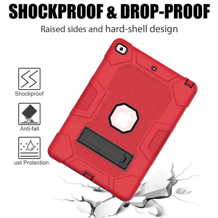 For iPad 10.2 2021 / 2020 / 2019 Contrast Color Robot Shockproof Silicone + PC Protective Case with Holder(Red Black) - iPad 10.2 Cases by buy2fix | Online Shopping UK | buy2fix