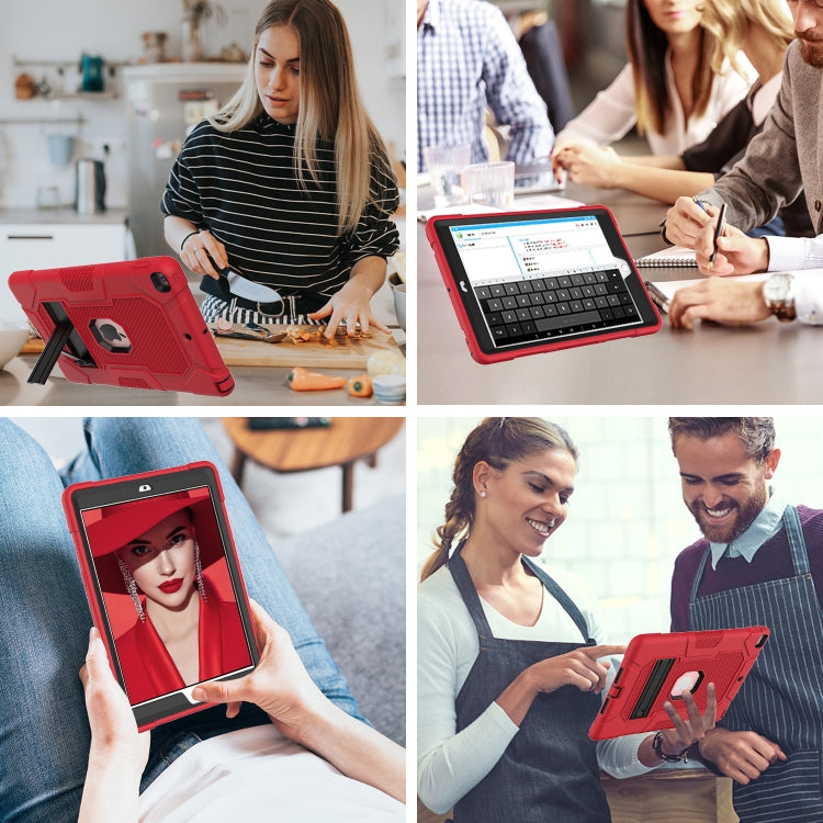 For iPad 10.2 2021 / 2020 / 2019 Contrast Color Robot Shockproof Silicone + PC Protective Case with Holder(Red Black) - iPad 10.2 Cases by buy2fix | Online Shopping UK | buy2fix