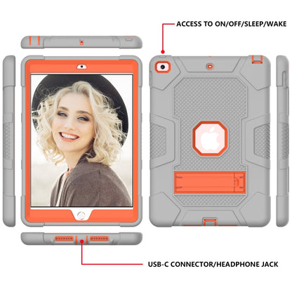 For iPad 10.2 2021 / 2020 / 2019 Contrast Color Robot Shockproof Silicone + PC Protective Case with Holder(Grey Orange) - iPad 10.2 Cases by buy2fix | Online Shopping UK | buy2fix