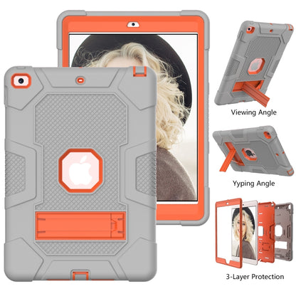 For iPad 10.2 2021 / 2020 / 2019 Contrast Color Robot Shockproof Silicone + PC Protective Case with Holder(Grey Orange) - iPad 10.2 Cases by buy2fix | Online Shopping UK | buy2fix
