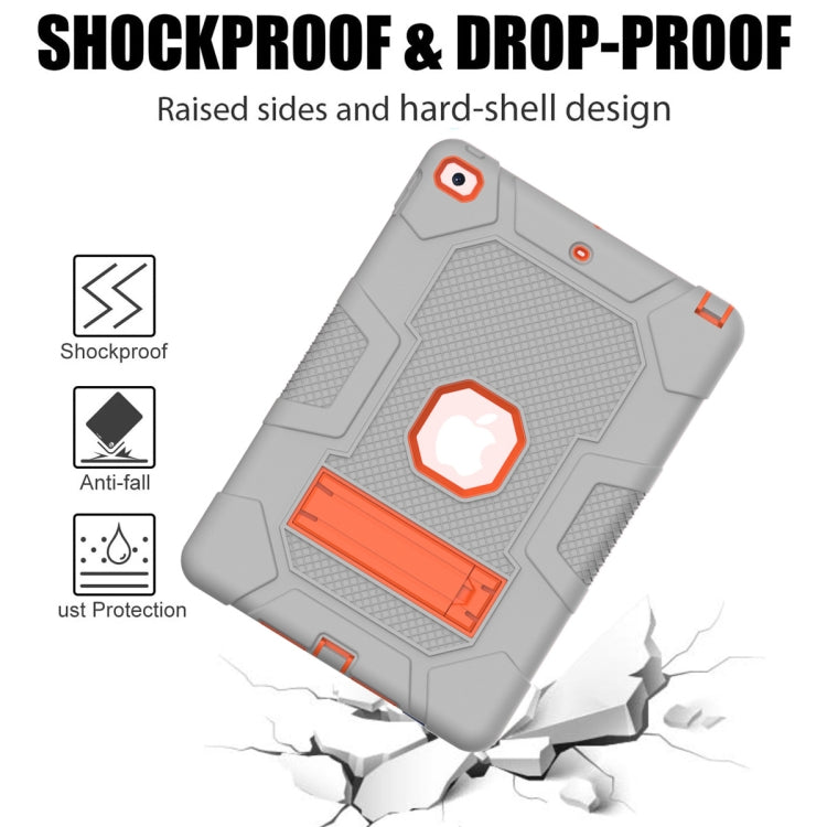 For iPad 10.2 2021 / 2020 / 2019 Contrast Color Robot Shockproof Silicone + PC Protective Case with Holder(Grey Orange) - iPad 10.2 Cases by buy2fix | Online Shopping UK | buy2fix