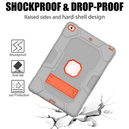 For iPad 10.2 2021 / 2020 / 2019 Contrast Color Robot Shockproof Silicone + PC Protective Case with Holder(Grey Orange) - iPad 10.2 Cases by buy2fix | Online Shopping UK | buy2fix